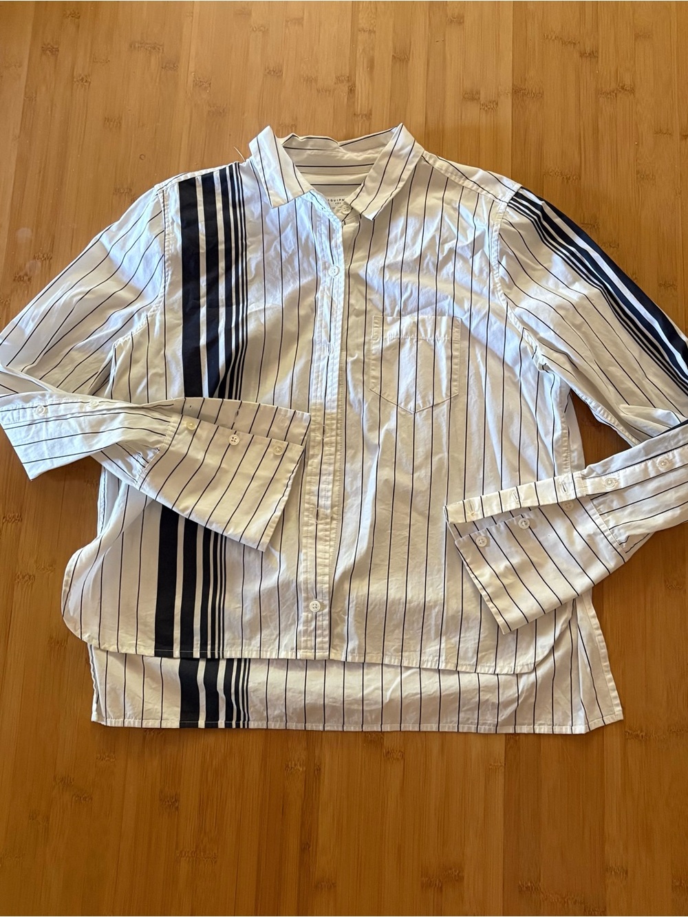 Equipment White Button-Down Shirt with Black Stripe Panels